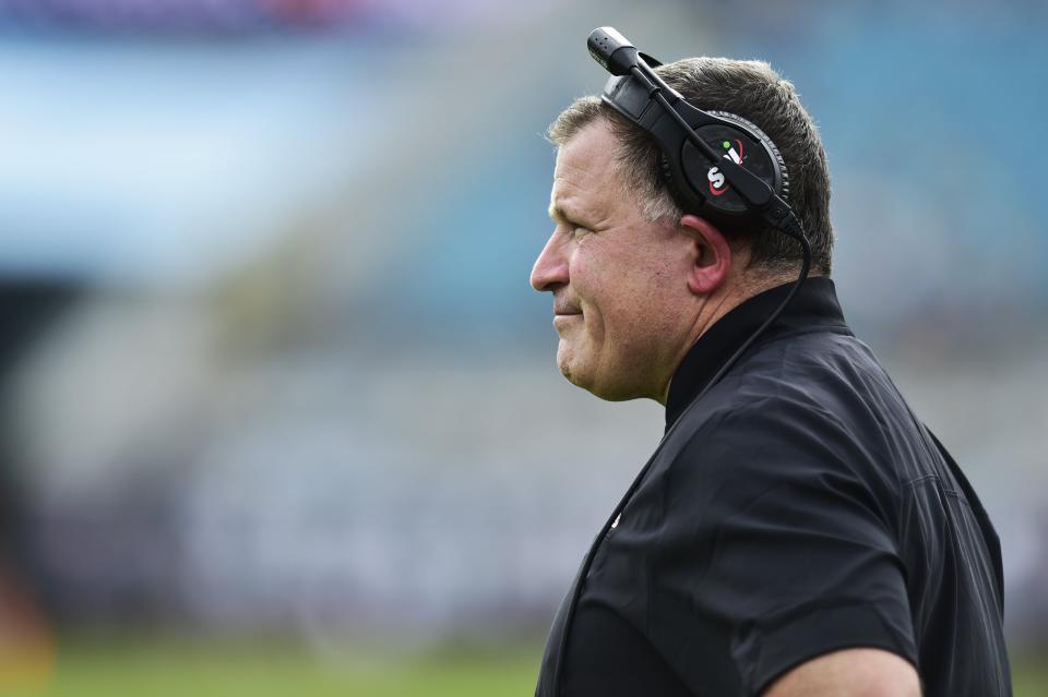 Rutgers head football coach Greg Schiano looks on during the second quarter of the Gator Bowl last season. In 2021 Schiano earled $5.6 million - $1.8 million more than the head coaches of Rutgers' 14 women's teams combined.