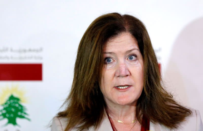 FILE PHOTO: U.S. Ambassador to Lebanon Dorothy Shea speaks during a news conference in Beirut