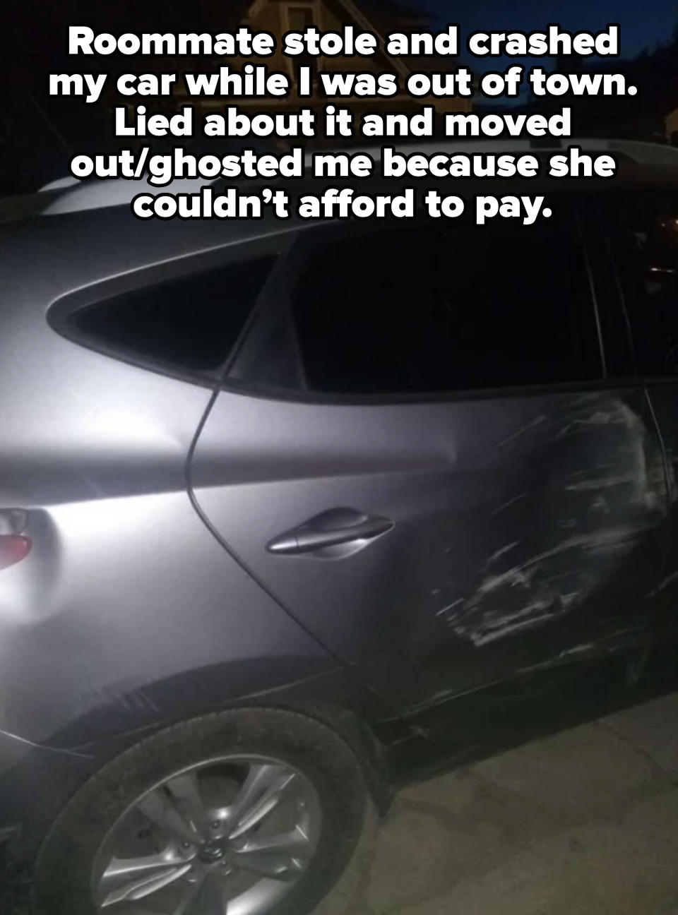 roommate stole and crashed their roommate's car