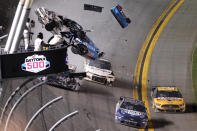 Ryan Newman (6) crashes on the last lap of the NASCAR Daytona 500 auto race at Daytona International Speedway, Monday, Feb. 17, 2020, in Daytona Beach, Fla. (AP Photo/David Graham)