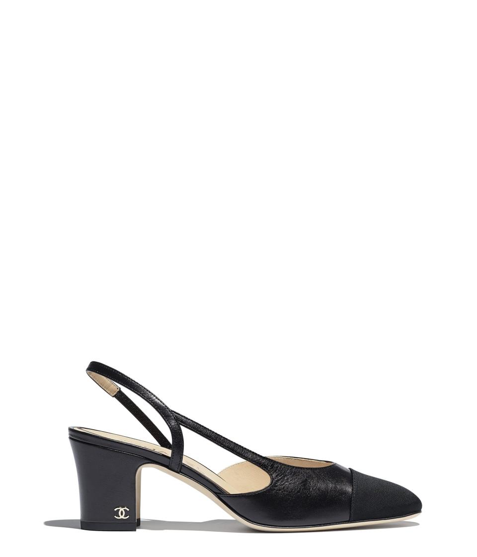 Goatskin & Grosgrain Slingbacks