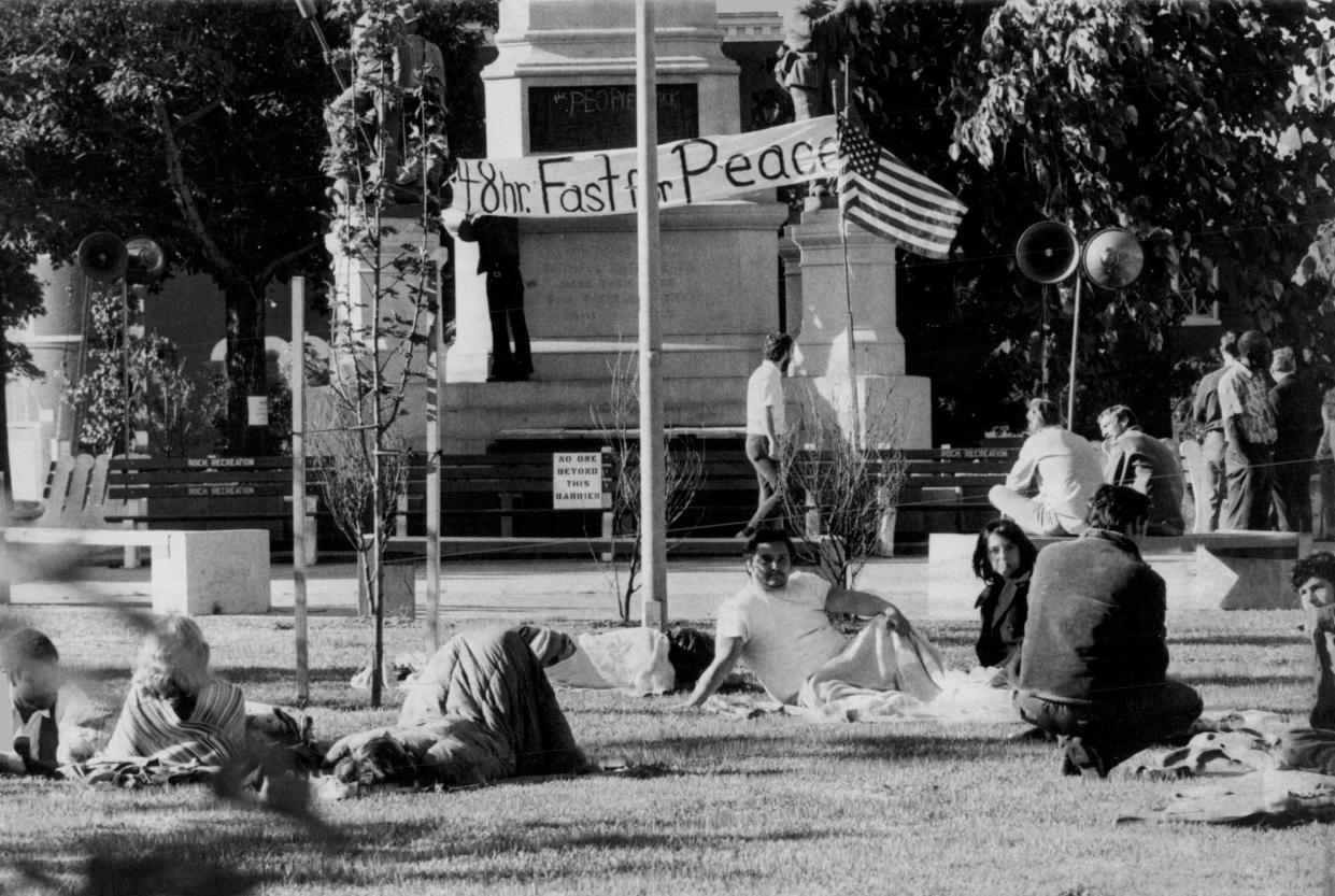 The early 1970s saw multiple protests against American involvement in the Vietnam War, like this one in 1970, the 48-hour Fast for Peace in Rochester.