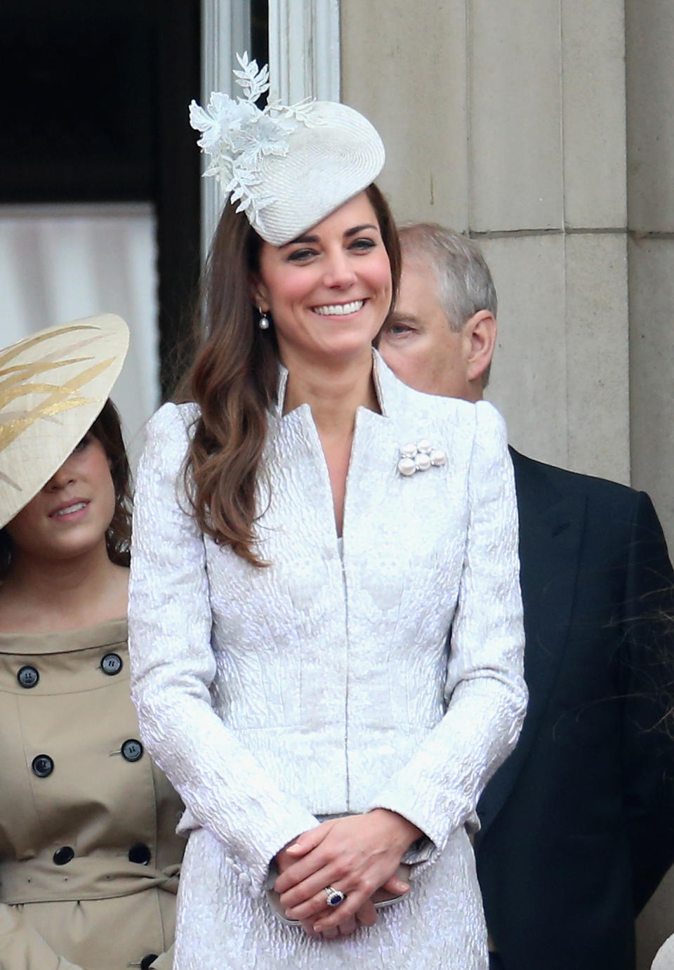 No prizes for guessing which label the Duchess of Cambridge wore to the annual event back in 2014. Yes, she looked to Alexander McQueen once again for a bespoke co-ord and accessorised the look with a co-ordinating hat by milliner, Jane Taylor. (Rex pictures)