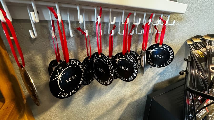 The Market Place in Marble Falls is hoping to capitalize on the eclipse by making a whole series of eclipse-branded merchandise. | Todd Bynum/KXAN News