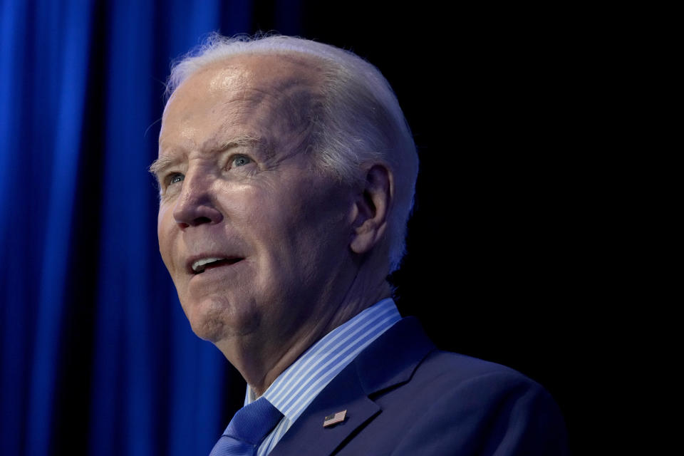 President Joe Biden speaks at South Carolina's First in the Nation dinner at the South Carolina State Fairgrounds in Columbia, S.C., Saturday, Jan. 27, 2024. (AP Photo/Jacquelyn Martin)