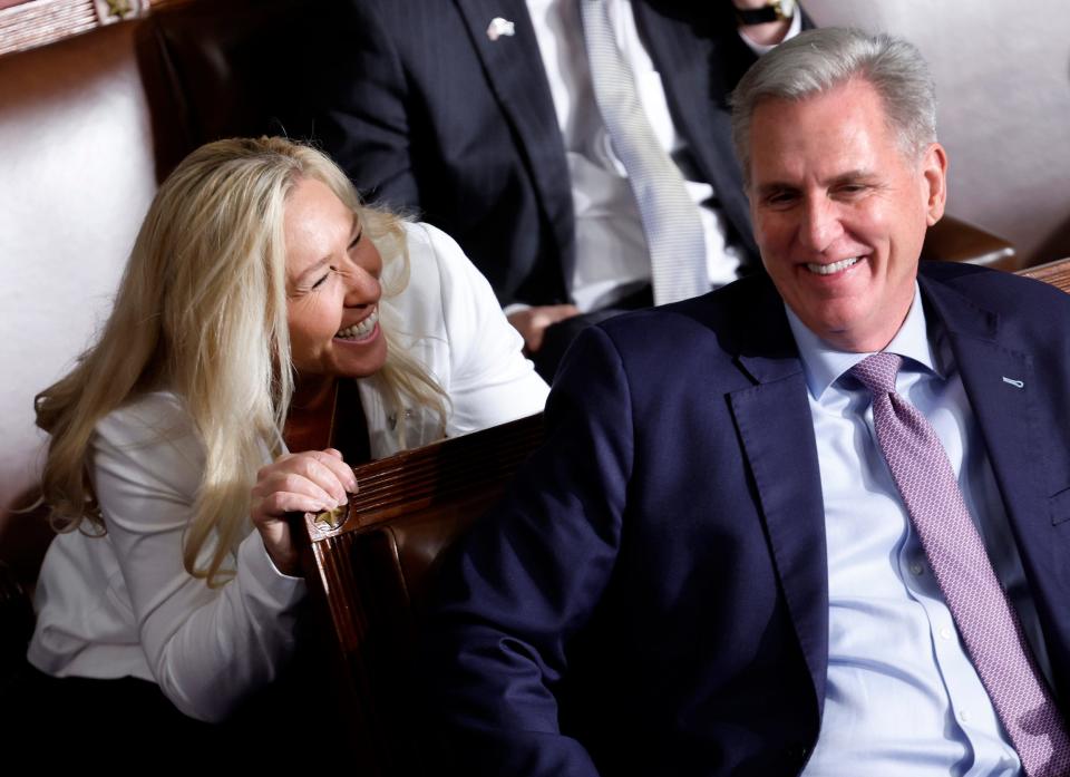 Rep. Marjorie Taylor Greene and House Republican Leader Kevin McCarthy