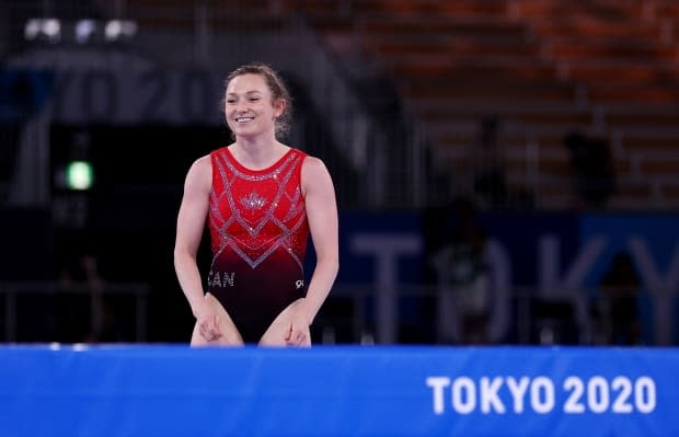 Rosie MacLennan of Canada finished fourth in the women's trampoline competition in Japan.  (Mike Blake/Reuters - image credit)