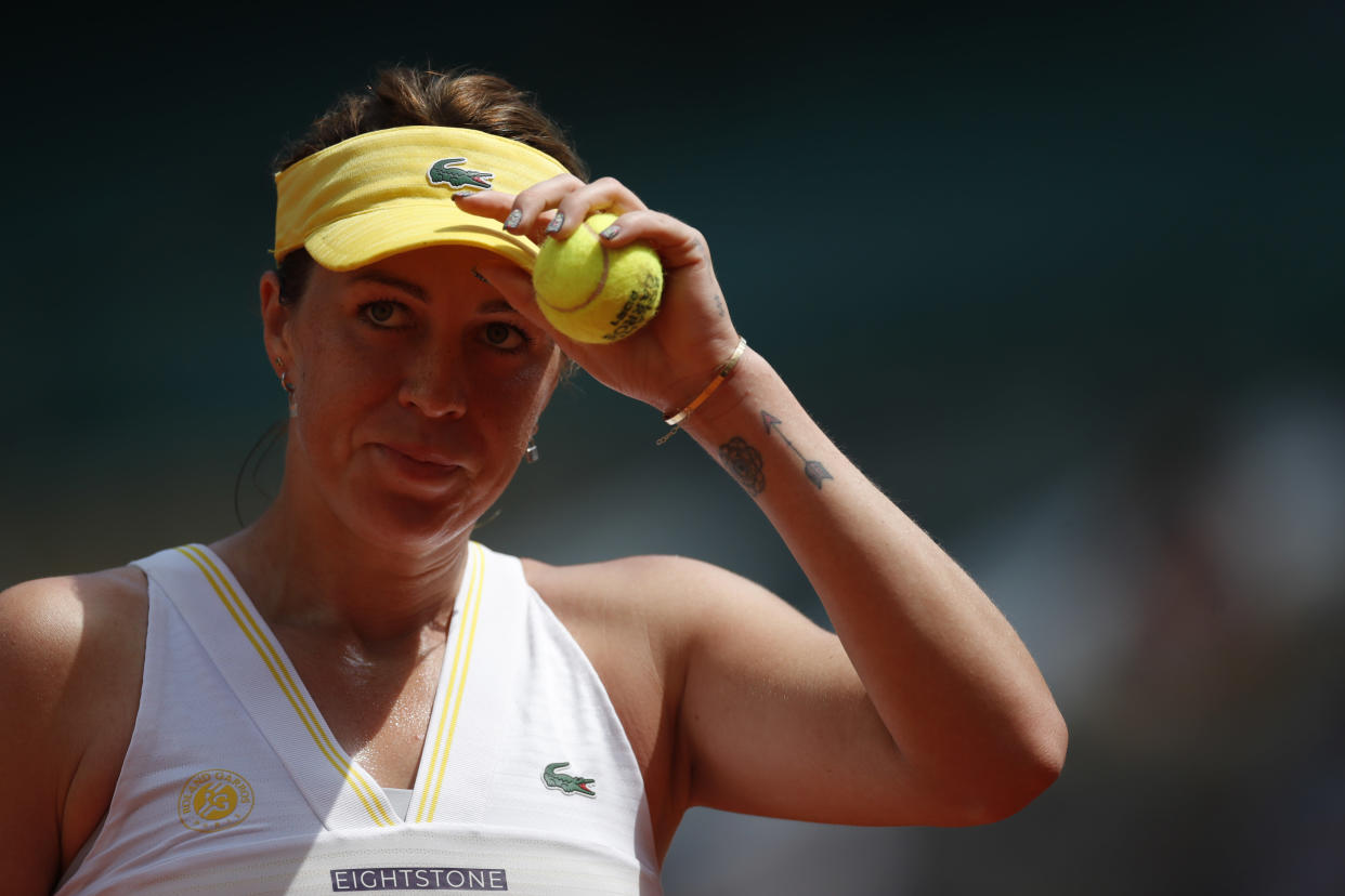 Tennis - French Open - Roland Garros, Paris, France - June 6, 2021 Russia's Anastasia Pavlyuchenkova during her fourth round match against Belarus' Victoria Azarenka REUTERS/Sarah Meyssonnier