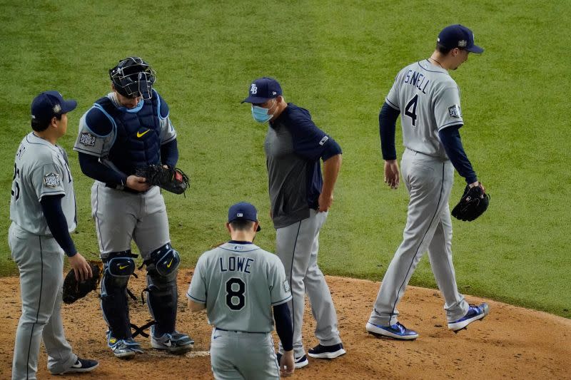 ▲光芒王牌Blake Snell，被提前換下場引發爭議。（圖／美聯社／達志影像）