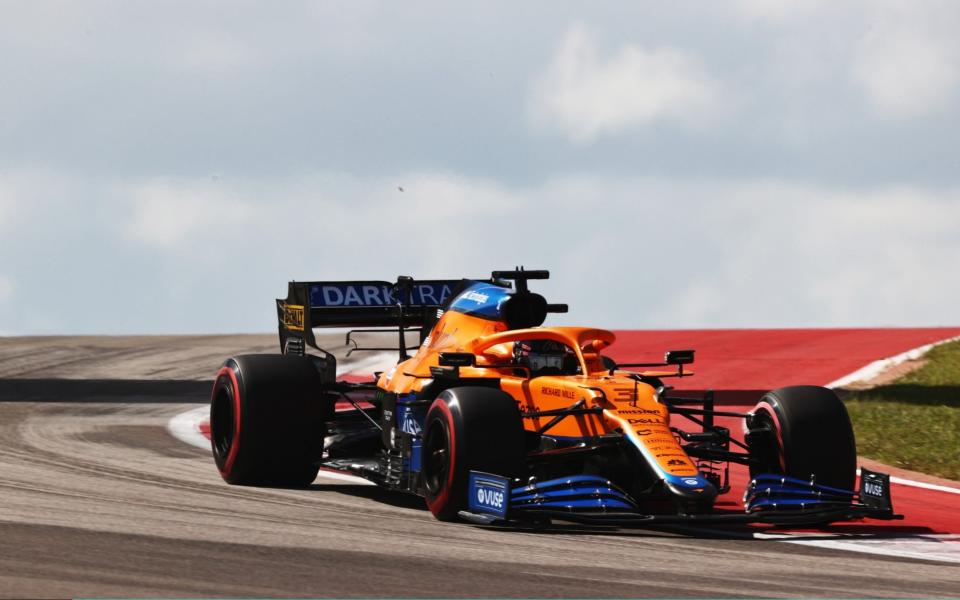 Daniel Ricciardo of Australia driving the (3) McLaren F1 Team MCL35M Mercedes during final practice ahead of the F1 Grand Prix of USA at Circuit of The Americas on October 23, 2021 in Austin, Texas - Getty Images North America 