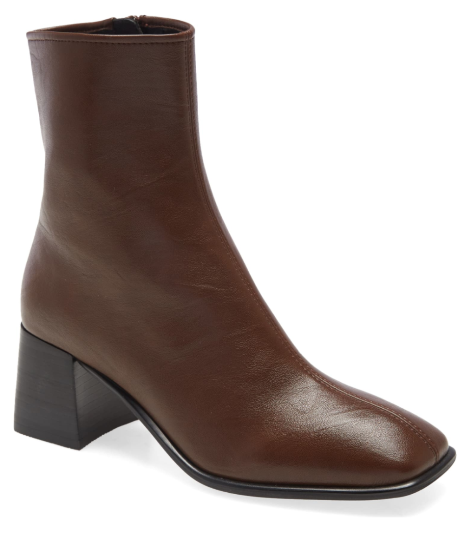 Jeffrey Campbell Troye Square Toe Bootie in Dark Coffee