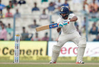 Cricket - India v New Zealand - Second Test cricket match - Eden Gardens, Kolkata, India - 02/10/2016. India's Rohit Sharma plays a shot. REUTERS/Rupak De Chowdhuri