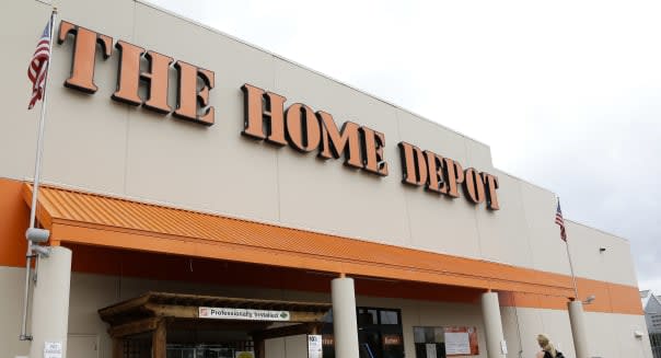 A Home Depot sign is shown on Tuesday, Aug. 14, 2012, in Nashville, Tenn. The Home Depot Inc. is feeling more optimistic about the recovery of the housing market after customers spent more on remodeling and repair projects in the second quarter. The biggest U.S. home-improvement retailer said Tuesday, Aug. 14, 2012 that stronger sales of paint, bath accessories and kitchen installations helped lift its net income by 12 percent during the period. Lower costs also contributed to the improved results.  (AP Photo/Mark Humphrey)