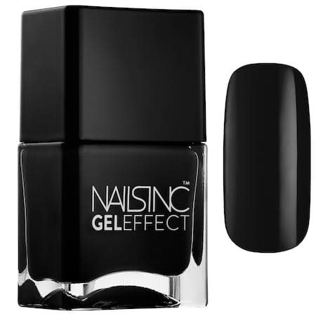 Shop Now: NAILS INC. Gel Effect Nail Polish in Black Taxi, $10.50, available at Sephora.