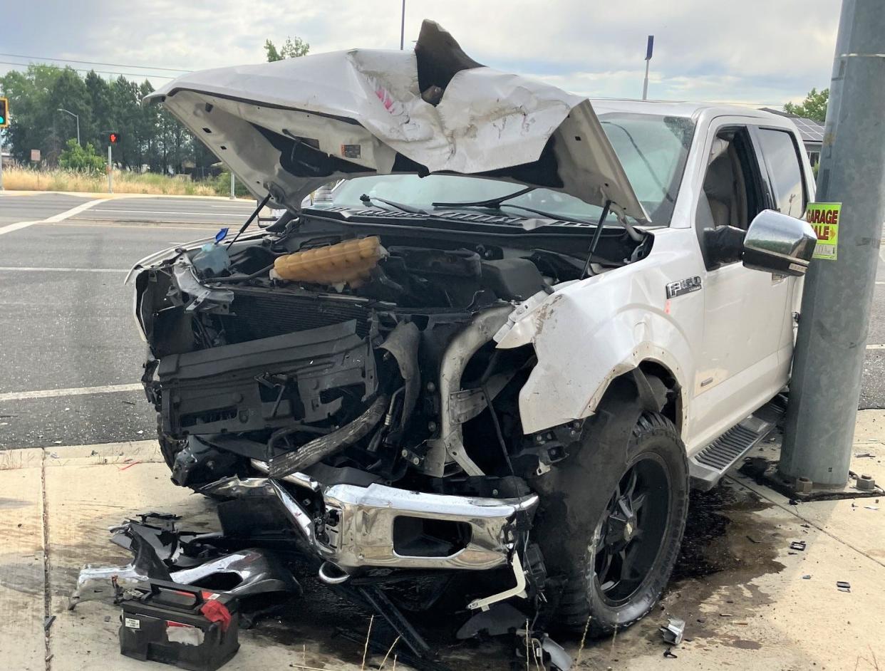 Anderson police say a white Ford pickup driven by Andrew Michael Millner of Redding ran a red light at the intersection of Highway 273 and Pinon Avenue and crashed into a car driven by Susan Young of Redding on June 5, 2023. Young died as a result of the crash, police said, and Millner has been charged with murder in connection to the incident.