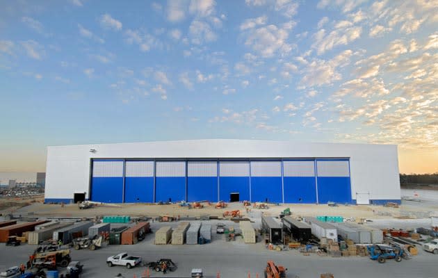 Boeing’s South Carolina building, where the 787 Dreamliner is undergoing final assembly, is nearing completion.