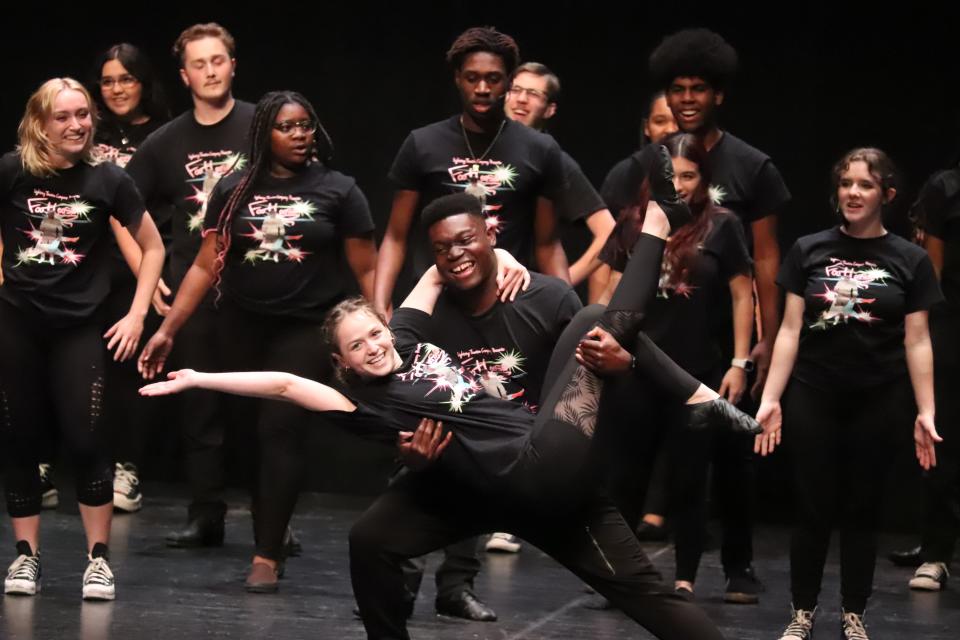 Lehigh Senior High School students perform a scene from “Footloose" at the 2023 High School Musical Awards. The school won Outstanding Performance by an Orchestra at the May 4 event honoring Lee County school musicals.