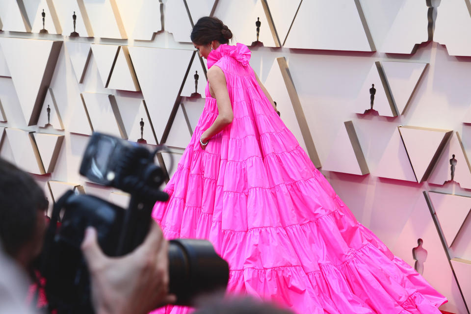 Gemma Chan in Valentino Haute Couture at the 2019 Oscars. - Credit: Lexie Moreland/WWD