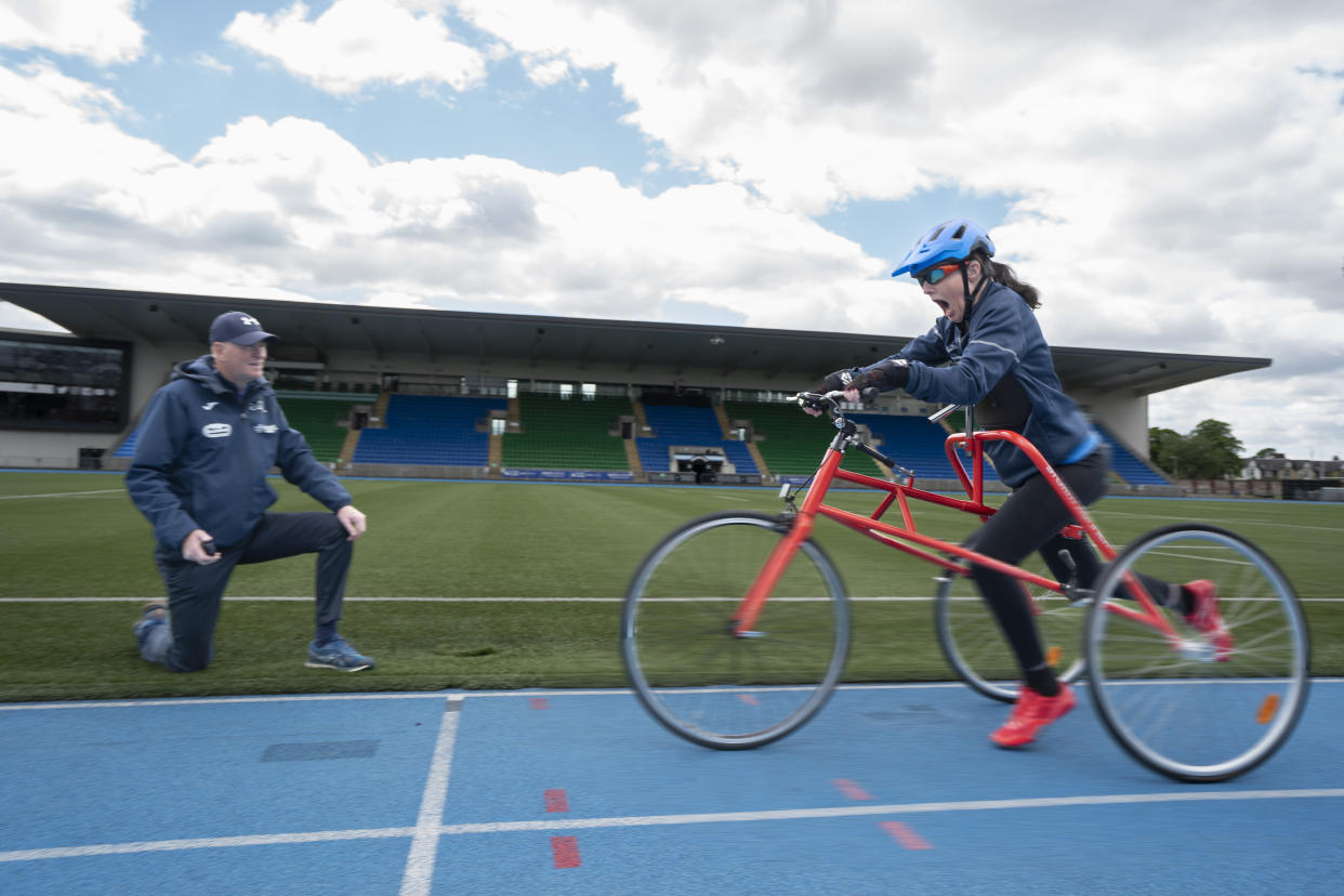 Dr Julie McElroy was introduced to frame running after suffering a traumatic injury (Mark F Gibson/PA)