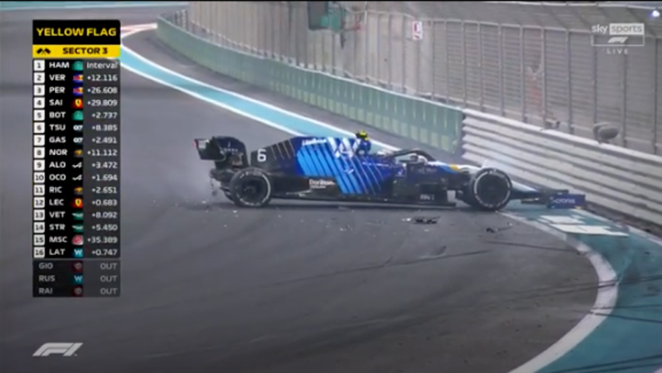 Nicholas Latifi crashes and changes the complexion of the race in an instant (Sky Sports F1)