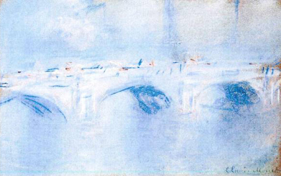 File - This photo released by the police in Rotterdam, Netherlands, on Tuesday, Oct. 16, 2012, shows the painting 'Waterloo Bridge, London' by Claude Monet. Romanian authorities have arrested three suspects in last year's multimillion euro (dollar) theft of paintings by Picasso, Matisse, Monet and others from a Netherlands art gallery, Dutch police said Tuesday, Jan. 22, 2013, but the stolen works have not been recovered. The seven pieces were swiped by thieves in October in a late night raid at the Kunsthal gallery in downtown Rotterdam. It was the biggest art theft in more than a decade in the Netherlands. The stolen works have an estimated value of tens of millions of dollars if they were sold at auction, but art experts said that would be impossible following the theft. (AP Photo / Police Rotterdam, File)