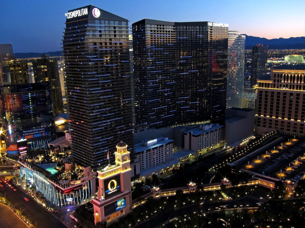 Early evening shot of The Cosmopolitan of Las Vegas.