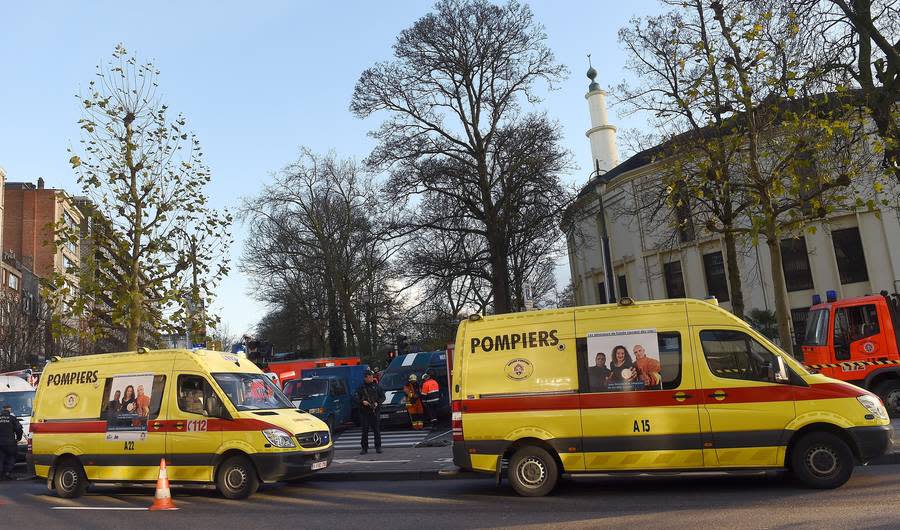 Emergency Responders Investigate White Powder at the Grand Mosque in Brussels 