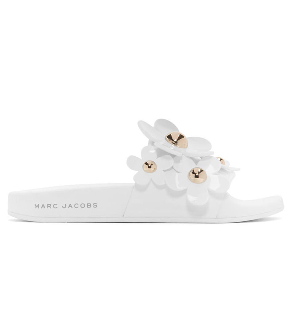 Marc Jacobs White Daisy Aqua Slides