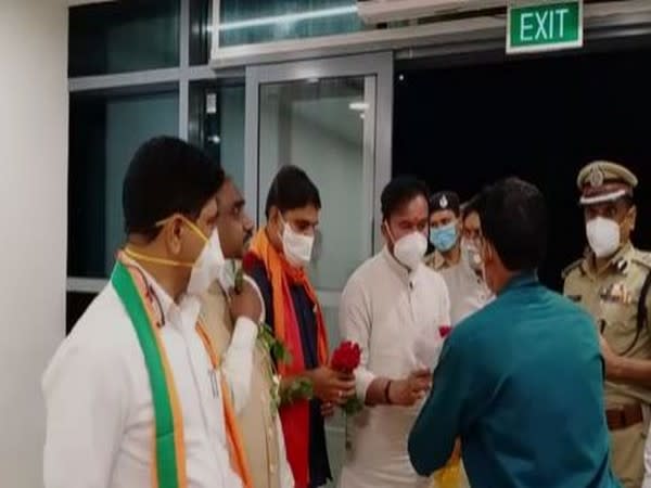 Union Minister G Kishan Reddy at Vijayawada International Airport, Gannavaram on Saturday. Photo/ANI