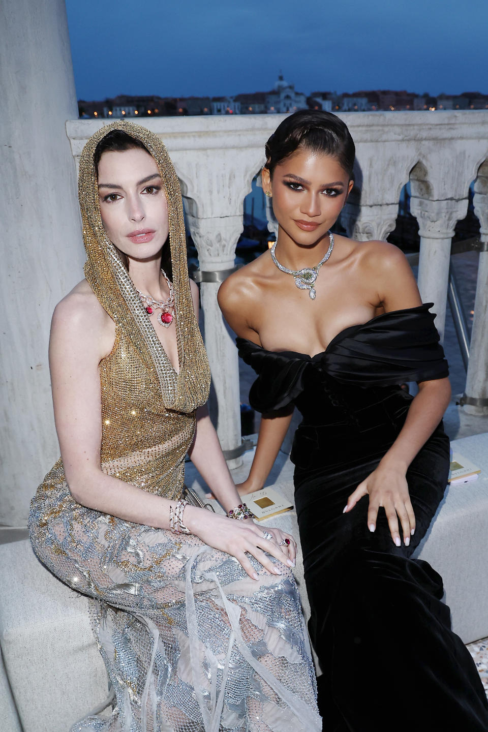 VENICE, ITALY - MAY 16: Anne Hathaway and Zendaya attend the 