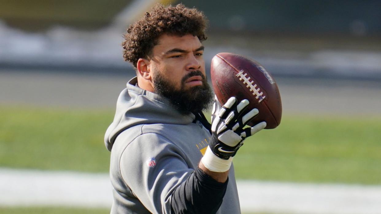 Mandatory Credit: Photo by Gene J Puskar/AP/Shutterstock (11666832c)Pittsburgh Steelers defensive end Cameron Heyward (97) warms up before an NFL football game against the Indianapolis Colts, in PittsburghColts Steelers Football, Pittsburgh, United States - 27 Dec 2020.