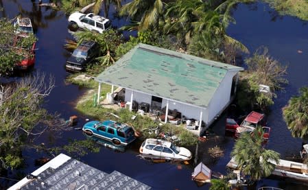 An aerial view shows devastation after hurricane Dorian hit the Grand Bahama Island in the Bahamas