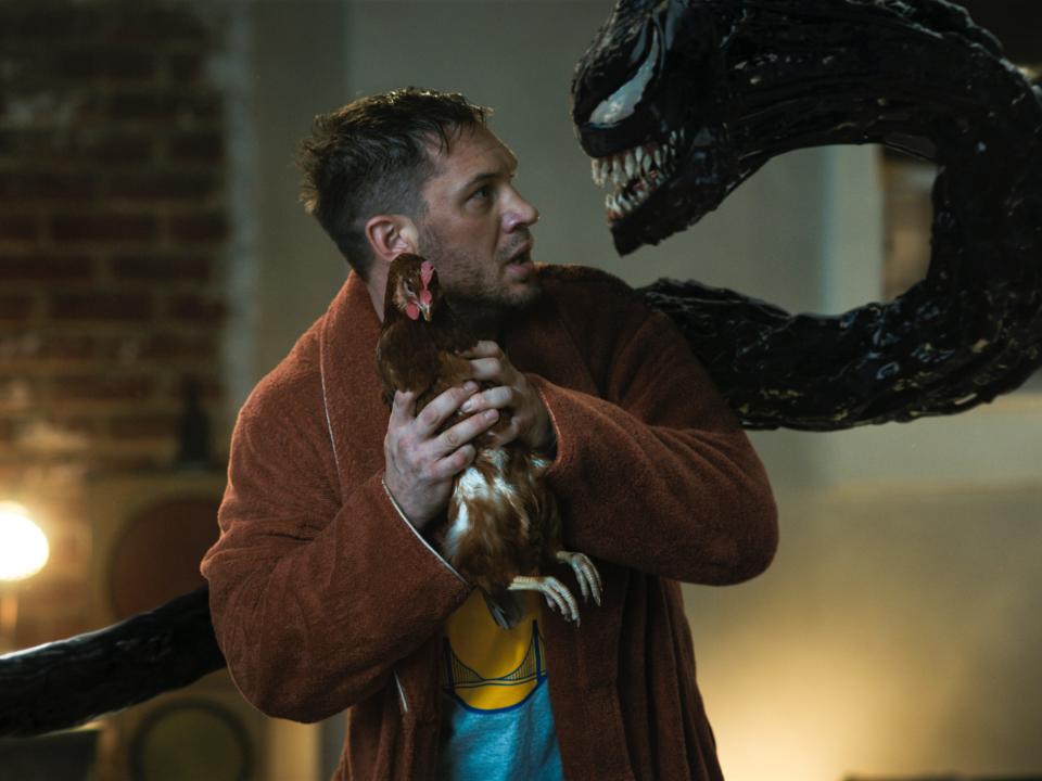 Tom Hardy looking at Venom