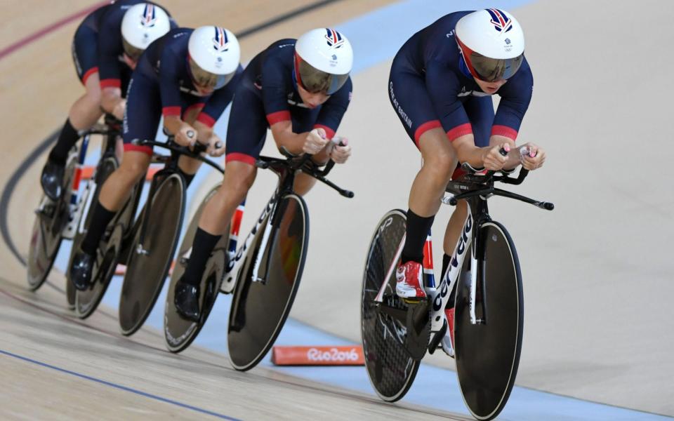 Katie Archibald, Elinor Barker, Joanna Rowsell-Shand and Laura Trott competing at the Rio Olympics - AFP