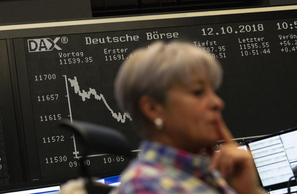 European stock markets continued to decline on Monday after sharp falls last week. Photo: Alex Kraus/Bloomberg/Getty Images