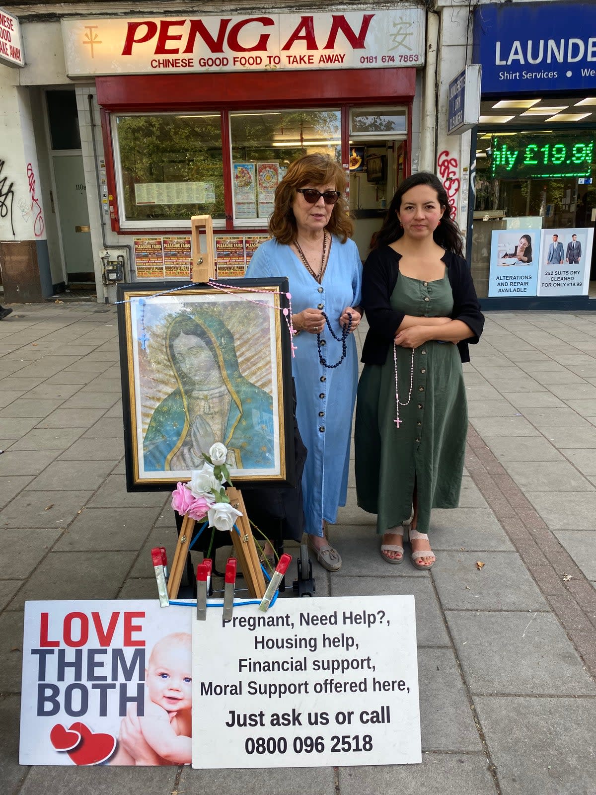 Protesters outside a Brixton abortion clinic (Maya Oppenheim)