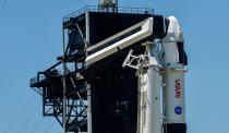 SpaceX Falcon 9 rocket is readied on Pad 39A for mission to ISS