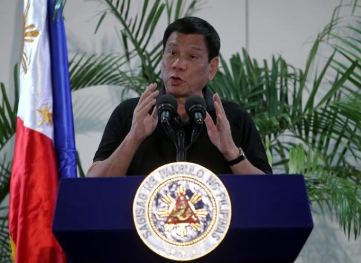 Philippine President Rodrigo Duterte gestures during a news conference after returning from a state visit to Vietnam last September. (Photo: Lean Daval Jr./Reuters)
