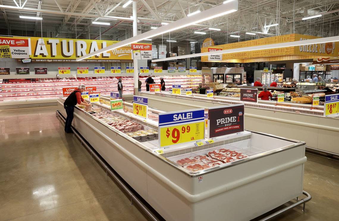 The meat section of the new Alliance H-E-B on Tuesday, April 9, 2024, in Fort Worth. Amanda McCoy/amccoy@star-telegram.com