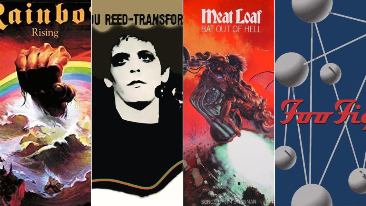  The covers of Rainbow’s Rising, Lou Reed’s Transformer, Meat Loaf’s Bat Out Of Hell and Foo Fighters’ The Colour And The Shape 