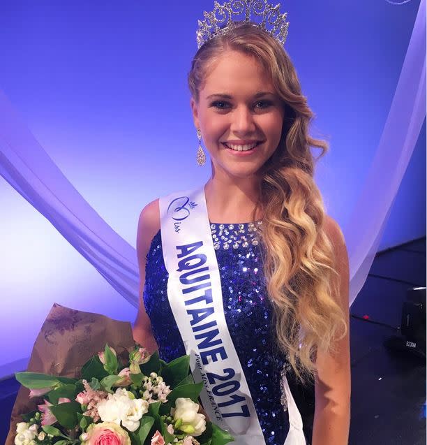 <p>Miss Aquitaine, de son vrai nom Cassandra Julia, est âgée de 18 ans. Elle est étudiante en BTS esthétique cosmétique, option management.<br> Crédit photo : Twitter Miss France </p>