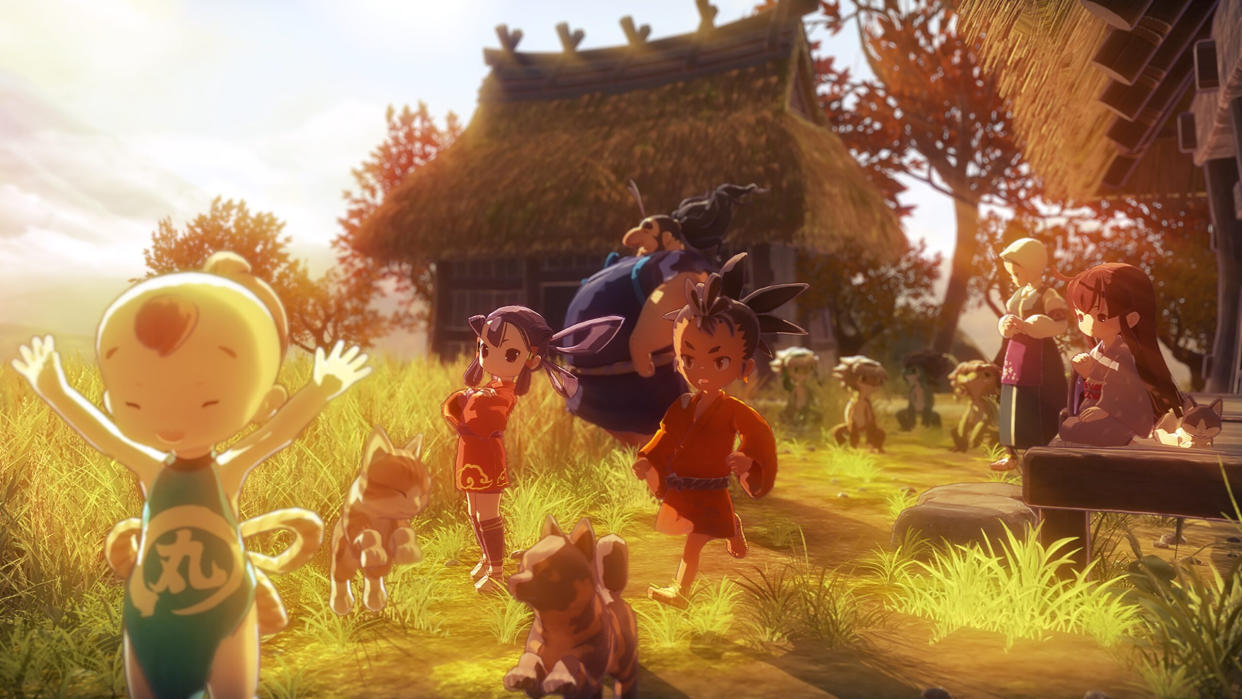  Sakuna walking with villagers  