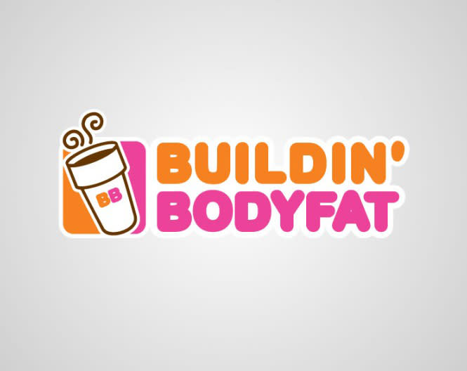 Dunkin' Donuts sind besonders in den USA als Zwischendurch-Snack heiß begehrt. Dass ihr Konsum nicht ohne Folgen bleibt, erfährt spätestens beim Anblick von Hertz` Logomanipulation jeder: "Buildin´ bodyfat". (Grafik: Viktor Hertz)