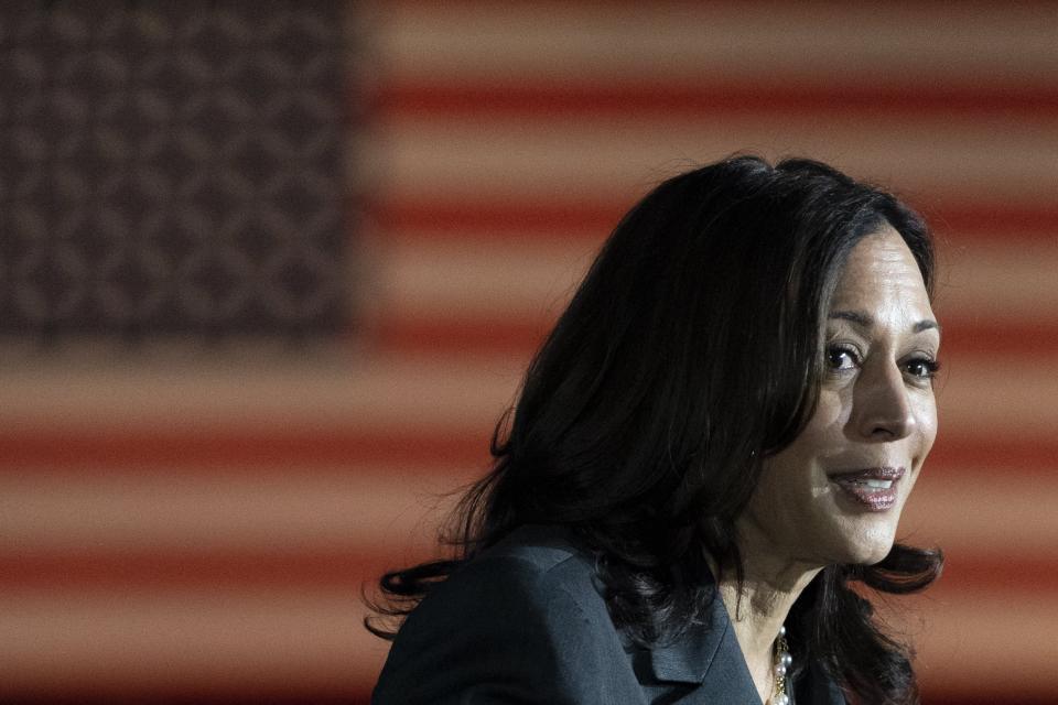 Vice President Kamala Harris speaks at Clark Atlanta University, Friday, June 18, 2021, in Atlanta. (AP Photo/Jacquelyn Martin)