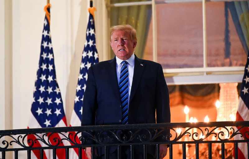 U.S. President Donald Trump returns to the White House after being hospitalized at Walter Reed Medical Center for coronavirus disease (COVID-19), in Washington