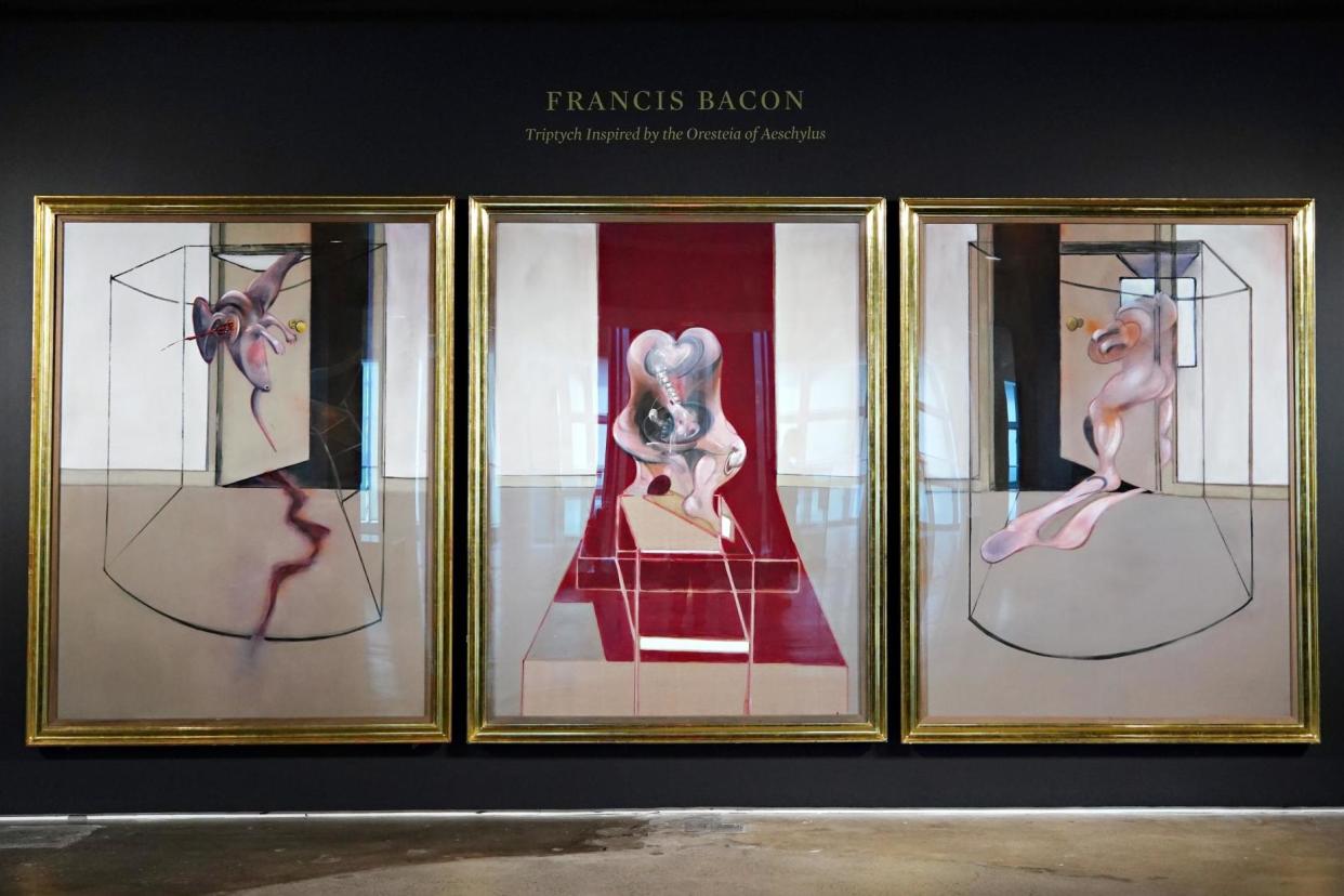 Francis Bacon's 'Triptych Inspired by the Oresteia of Aeschylus' is exhibited during a preview by Sotheby's on 19 June 2020 in New York City: Cindy Ord/Getty Images