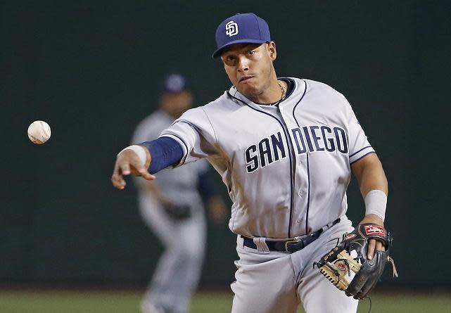 Padres infielder Yangervis Solarte had returned home to be with his family on Friday. (AP)