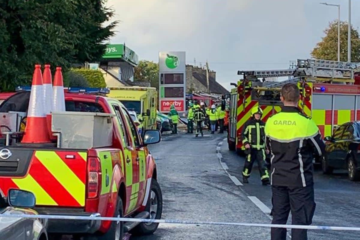 The scene at the filling station on Friday evening  (PA)