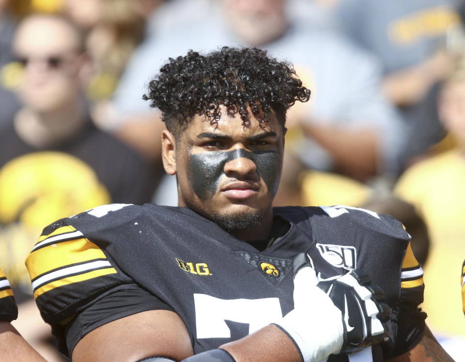 Iowa OT Tristan Wirfs is among the highest-rated prospects in the 2020 NFL draft. (Photo by Matthew Holst/Getty Images)