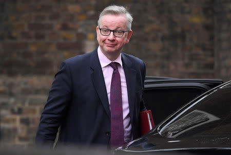 FILE PHOTO: Britain's Secretary of State for Environment, Food and Rural Affairs Michael Gove arrives in Downing Street, London, Britain, November 15, 2017. REUTERS/Toby Melville/File Photo